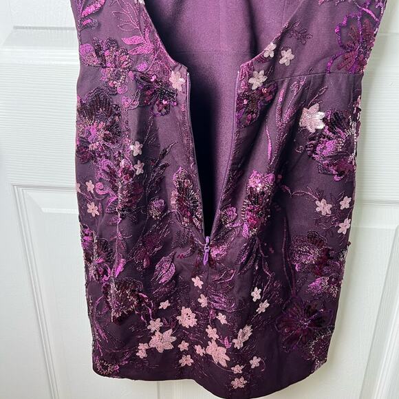 Helsi Floral Sequin Open Back Minidress Plum S - Picture 6 of 9